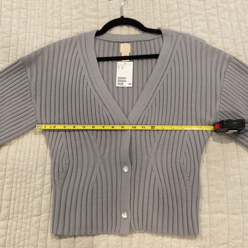 H&M Ribbed Knit Puff Sleeve Cardigan - Picture 10 of 12
